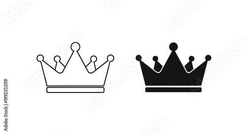 Two crown illustrations one outlined one solid black side by side