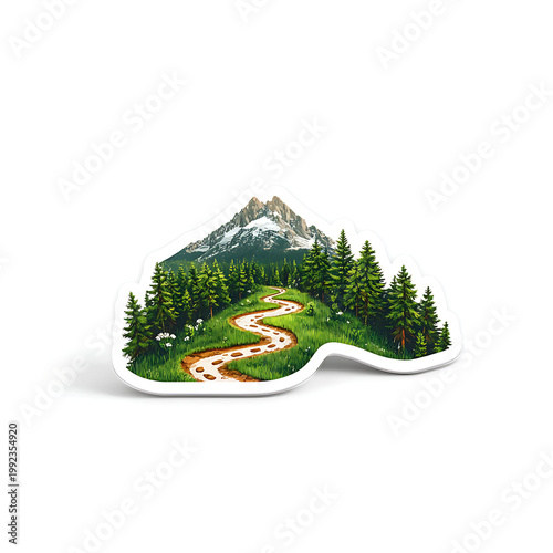 Path, Road, Nature, Art, Image for Printing, with White Background, for Stickers, T-shirt Print, Hat, Mug, Flip-flop, Mousepad