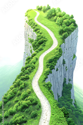 Path, Road, Nature, Art, Image for Printing, with White Background, for Stickers, T-shirt Print, Hat, Mug, Flip-flop, Mousepad