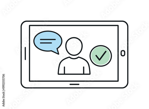 Interactive lesson focused on engaging students through active participation and digital learning tools in an educational setting, a tablet displaying a simple human