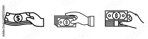 Hand drawing financial growth and investment concept with money bags and safe deposit box