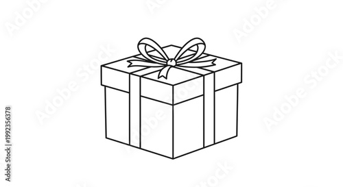 Gift box icon illustration outline style for presents and celebrations