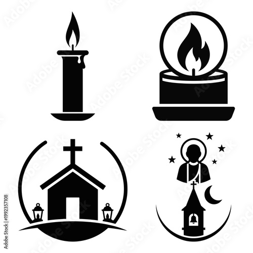 Chapel candle saint and flame devotional symbols