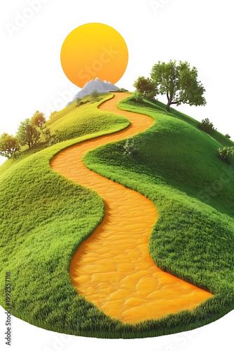 Path, Road, Nature, Art, Image for Printing, with White Background, for Stickers, T-shirt Print, Hat, Mug, Flip-flop, Mousepad