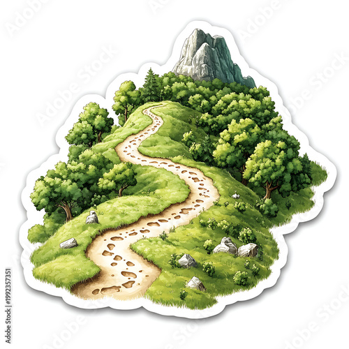 Path, Road, Nature, Art, Image for Printing, with White Background, for Stickers, T-shirt Print, Hat, Mug, Flip-flop, Mousepad