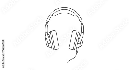 Headphones illustration modern audio device isolated on white background