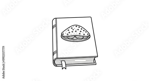 Illustrated book with a food illustration on the cover isolated on white background