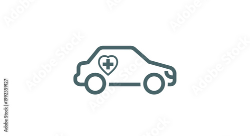 Medical transportation symbol ambulance vehicle with heart symbol isolated design
