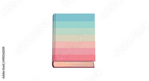 A pastel-colored book illustration showcasing a gradient of blue, beige, and pink hues, presented as a simple icon against a clean white background, ideal for World Book Day or any reading