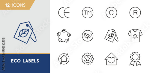 Eco Labels and Quality Certification Icon Set: Sustainable Product Standards