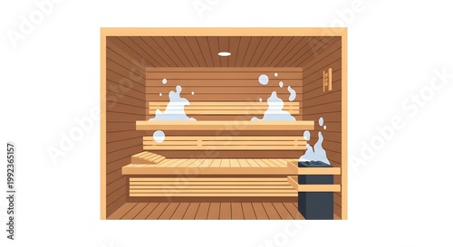 Modern wooden sauna interior with soft lighting and essential oils for relaxation and wellness