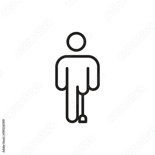 Person with prosthetic leg icon for disability and accessibility concept