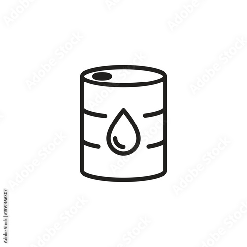 Oil barrel line icon with fuel drop symbol