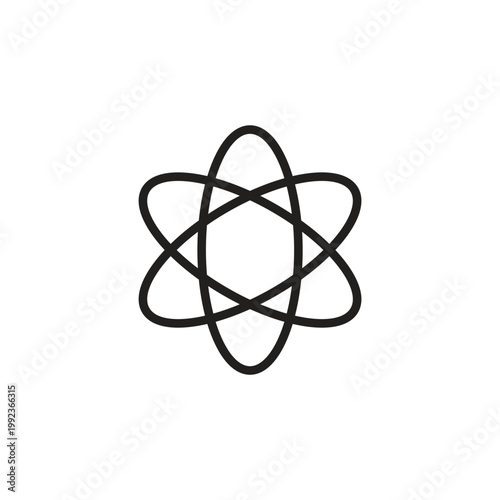 Atom symbol line icon for science and nuclear energy