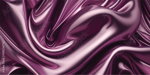 A smooth purple and violet silk fabric background with soft satin waves creates a luxury textile texture and shiny pink material design for an elegant wallpaper