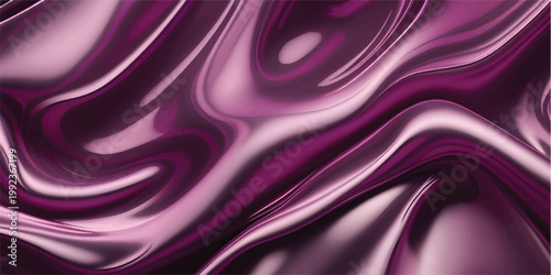 Smooth flowing purple and violet silk satin fabric waves create a luxury textile background with soft light and elegant curves for a professional material design backdrop