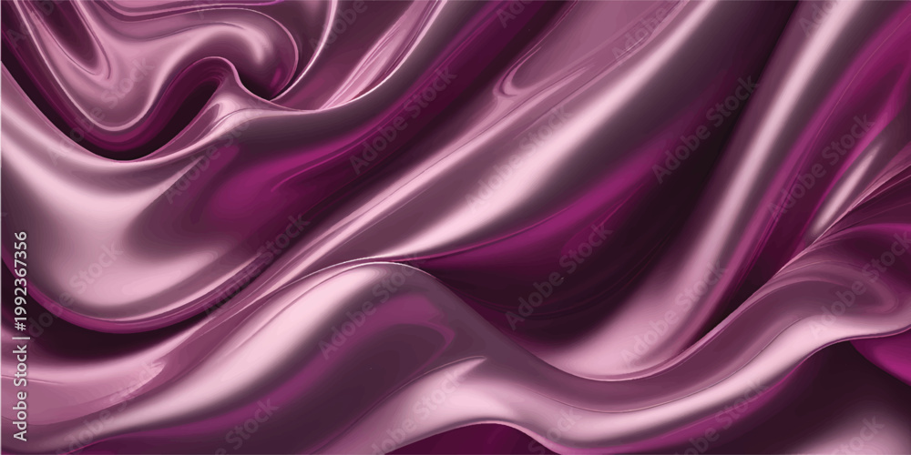 Fototapeta premium Smooth flowing purple silk and violet satin fabric background with a soft wavy texture and luxury pink curves for a shiny textile design backdrop