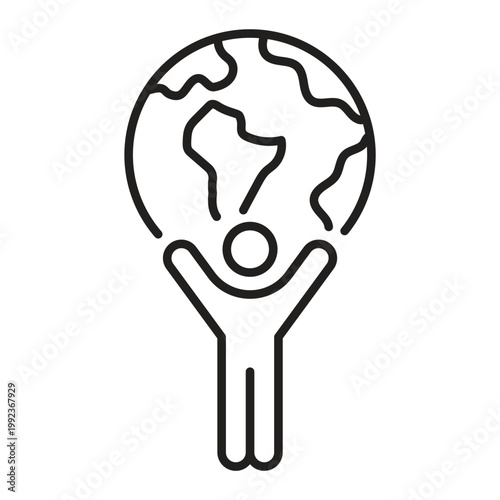Person holding earth globe above head icon