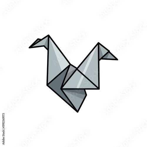 Grey Origami Bird Design.
