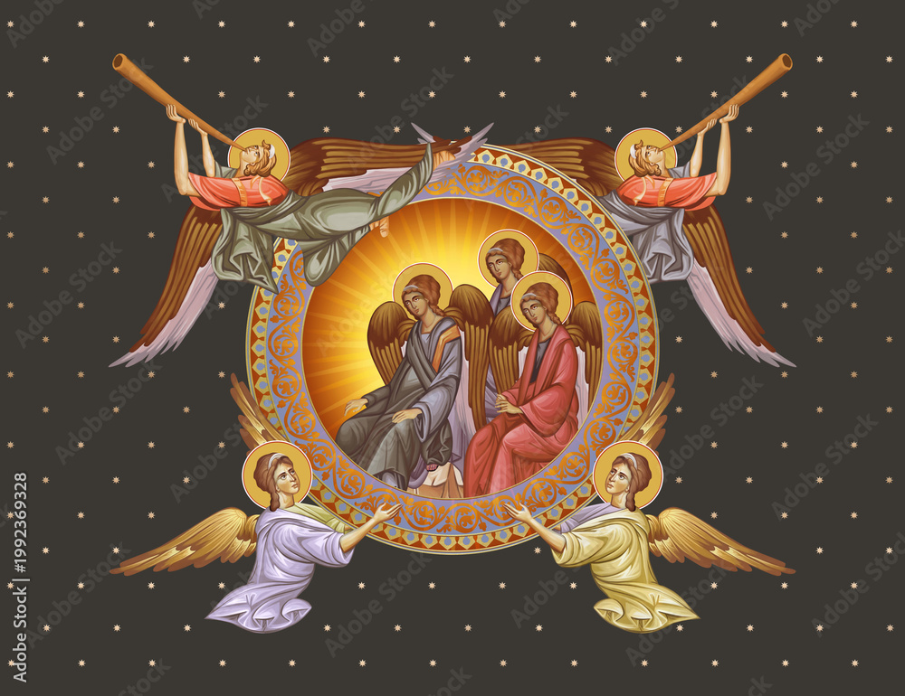 Fototapeta premium Vintage illustration with angels