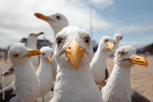 funny seagulls, AI generated