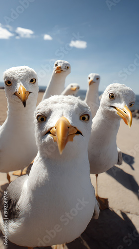 funny seagulls, AI generated