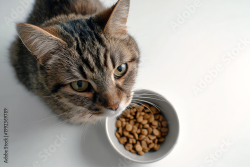 cat with food bowl, AI generated