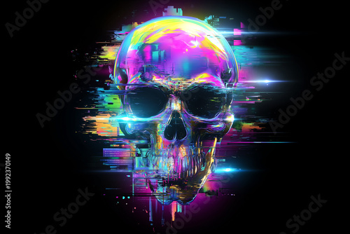 cyberpunk skull, AI generated