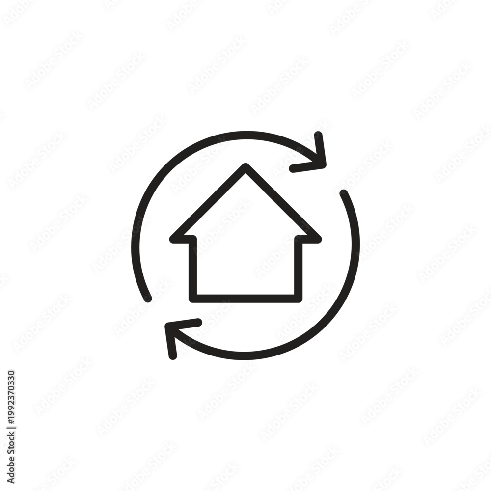 Obraz premium Circular house recycling and sustainable property renovation icon
