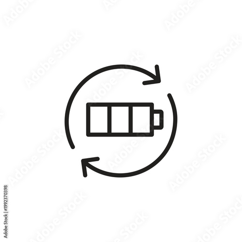 Rechargeable battery with circular arrows recycling icon
