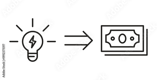 Light bulb to money conversion for innovation profit and creative idea icon