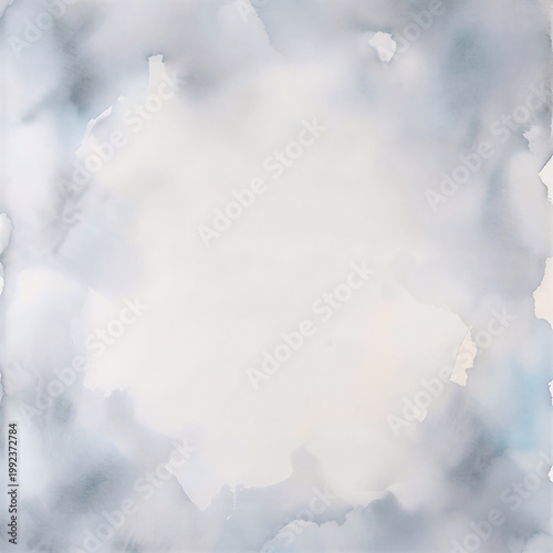 Abstract Light Blue and Grey Watercolor Background with Soft Wash Texture and Central Copy Space