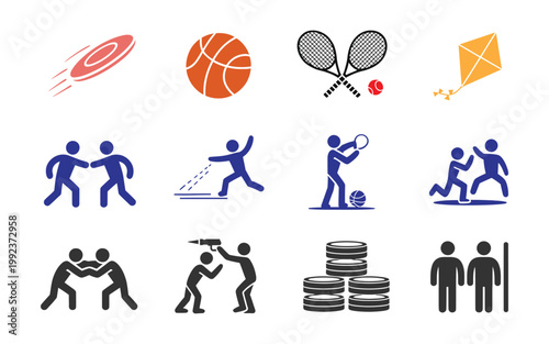 Sports icons set for web and mobile app, athletic symbols