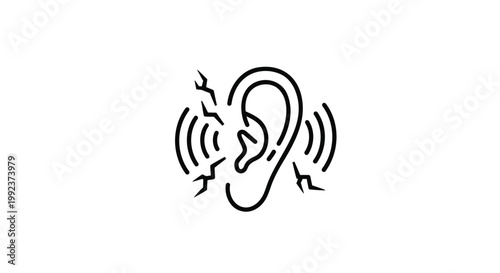 Hearing, Ear, Sound Waves, Deafness, Audiology Vector Icon