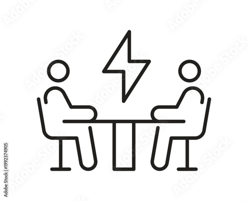 Business people meeting for energy policy and electricity conservation icon
