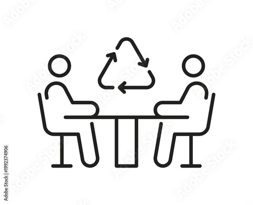 Sustainable business meeting for environmental responsibility and recycling icon