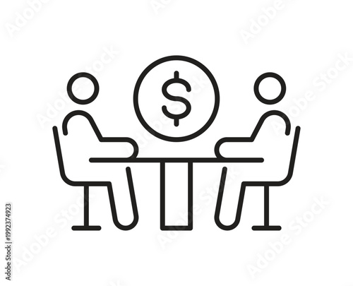 Business people meeting for financial negotiation and investment discussion icon