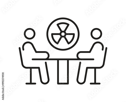 Business meeting for nuclear energy policy and radiation safety icon