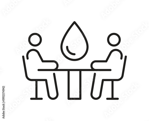 Business people meeting for water resource management and conservation icon
