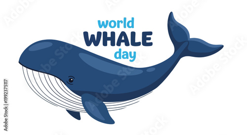 The whale character swims gracefully in the ocean while celebrating World Whale Day to highlight the importance of marine life conservation and protecting aquatic mammals.