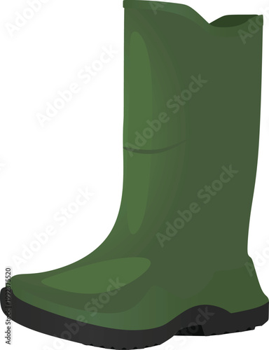 Green  rubber boots. vector illustration