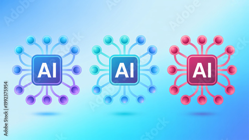 A futuristic illustration of artificial intelligence concepts with colorful neural network designs