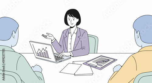 Business woman presenting to colleagues.