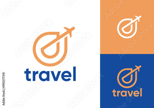 plane tour and traveling logo. business transportation vector design concept