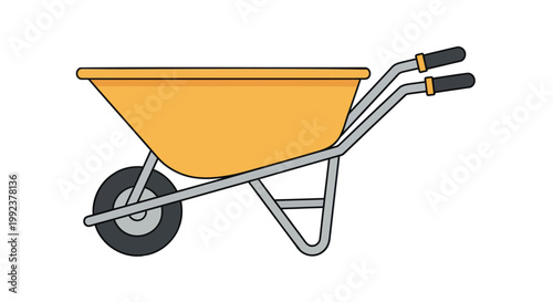 Wheelbarrow, construction tool, yellow, gardening equipment, wheelbarrow icon
