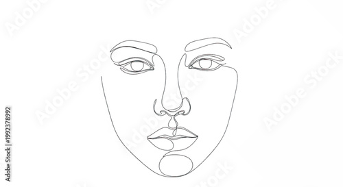 Minimalist face outline, simple line drawing, abstract woman portrait, vector illustration