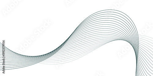 Minimalist Abstract Wave Background with Clean Dark Teal Flowing Lines on White