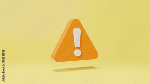 A 3D orange warning sign with an exclamation mark on a yellow background