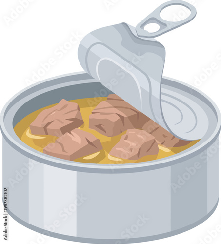 Opened can of tuna in oil or brine
