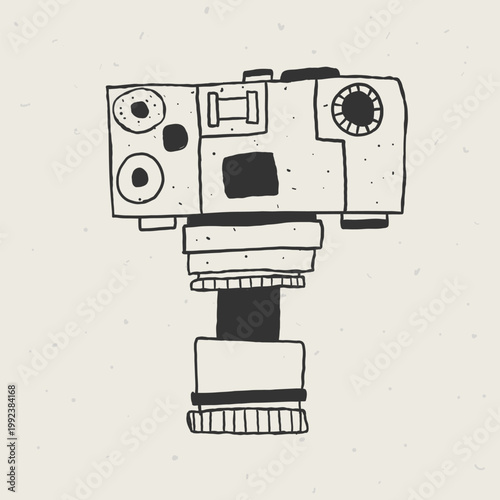 hand drawn vintage retro camera doodle illustration